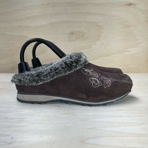 The North Face Womens Leather Slip On Fur Lined Mules Clogs Shoes Brown Size 7